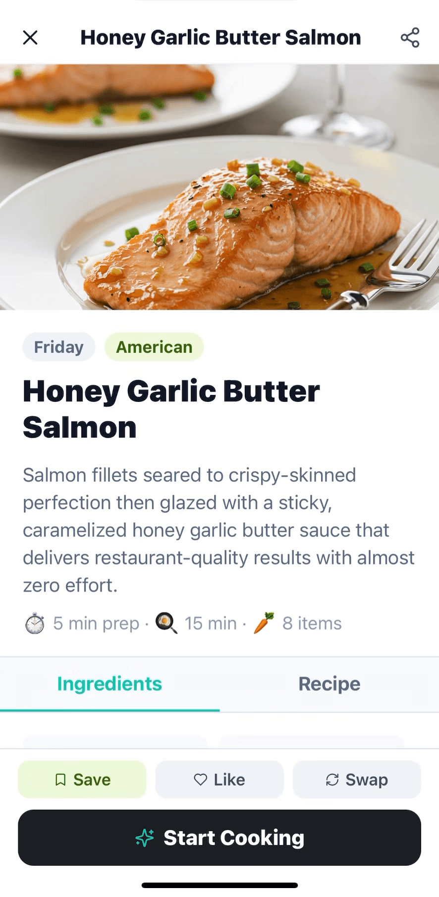 Tap Start Cooking on any recipe