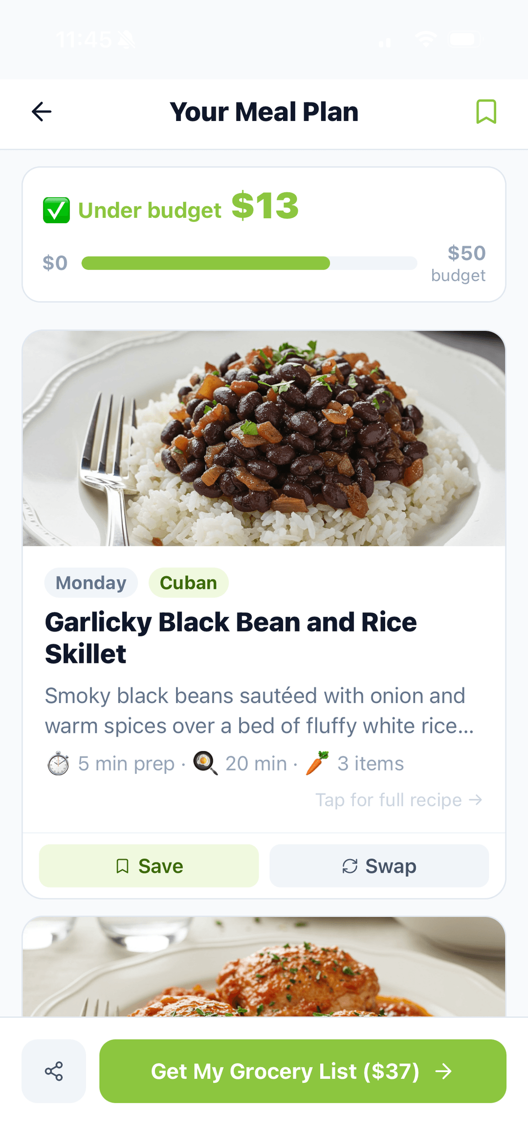 Monday: Garlicky Black Bean and Rice Skillet