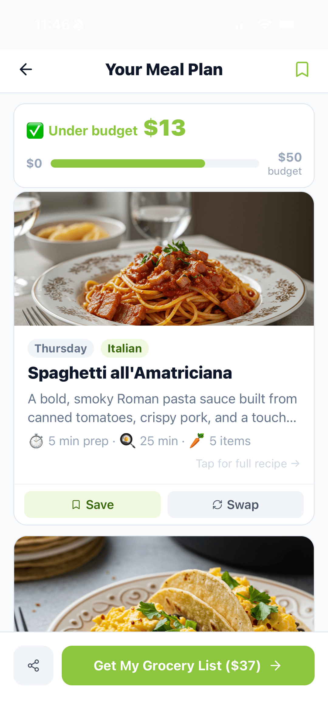 Thursday: Spaghetti all'Amatriciana